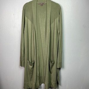 Alexandra + Oak Fern Green Open Front Long Cardigan Sweater XL